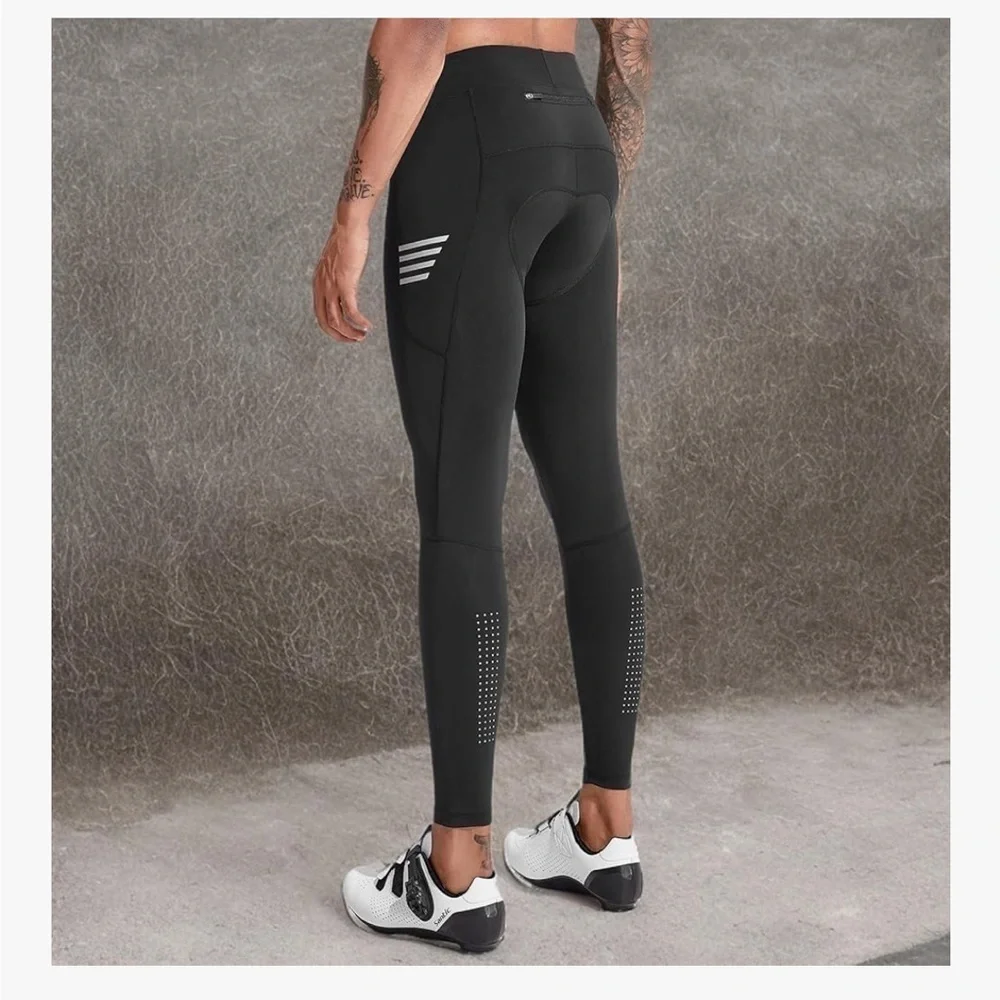 NWT Men’s Black Cycling Tights with White Stripes  small